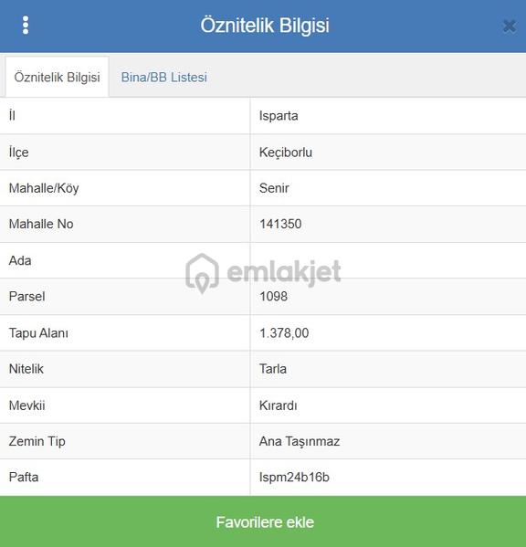 Türk Emlak Ofisinden Isparta Senirde Göl Manzaralı Satılık Tarla