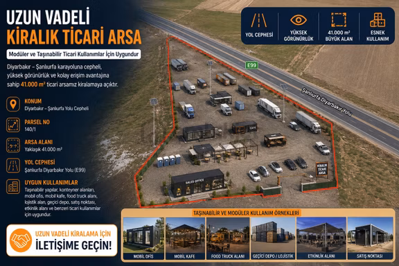 Diyarbakır Şanlıurfa Yolu Cepheli Kiralık Ticari Arsa 2