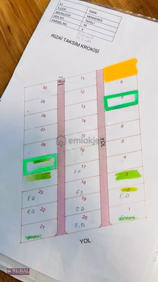 İzmir Menderes Tekelide Elektrik Sulu 250 M2 Koopretif Bahçeler 2