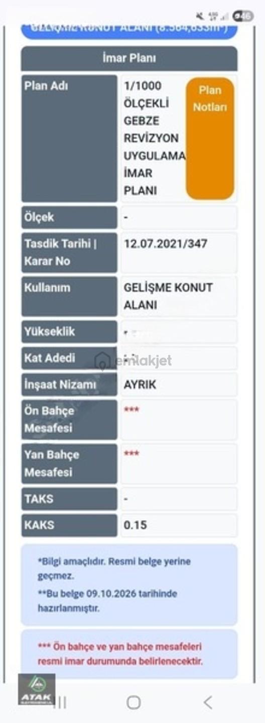 Gebze Denizli,de Uygun Villa İmarlı Arsa 2