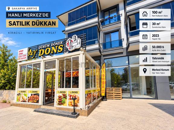 Arifiye Hanlı Merkezde Kira Getirili 100m2 Satılık Dükkan 1