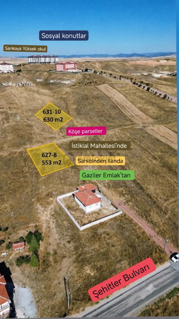Sarıkaya İstiklal Mahallesi Satılık 629 M² Villa Arsası 1