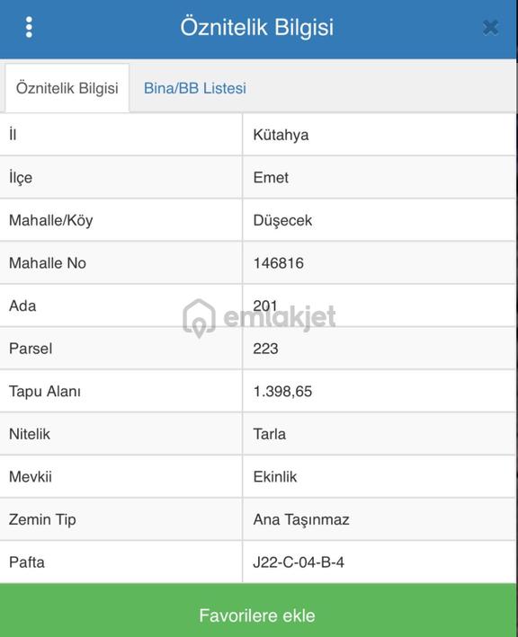 3en Gayrimenkul Kütahya Emet'te Tek Hisse 1398m2 Satılık 1