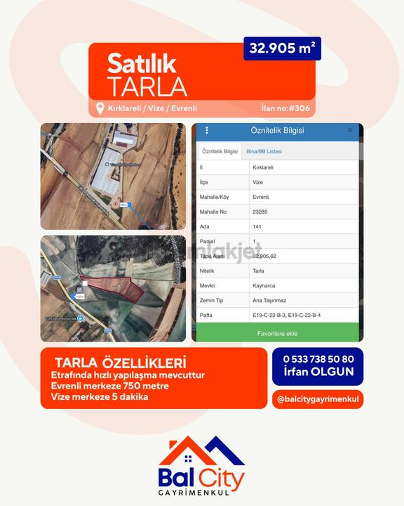 Balcity-kırklareli Vizede Resmi Yola Cepheli İmar Sınırında 1