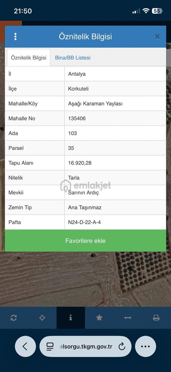 Korkuteli Aşağıkaraman Yaylasında Satılık 16.920 M² Geniş Tarla