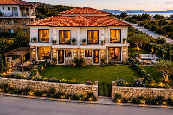 Karaburun Saip Mahallesi'nde Dağ Ve Deniz Manzaralı 3 + 1 Villa 1