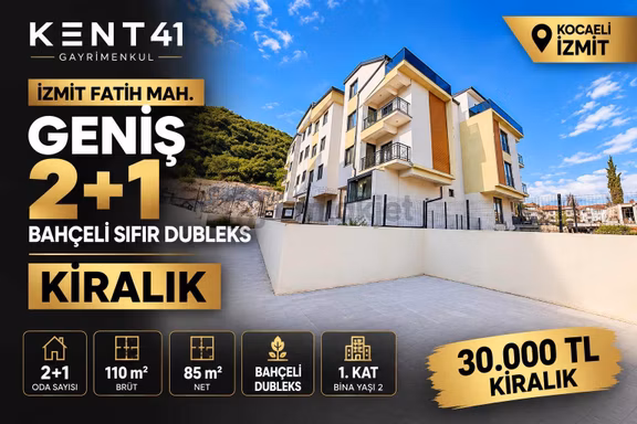 Kent41 | İzmit Geniş Bahçeli 2+1 Kiralık Sıfır Dubleks Daire 1