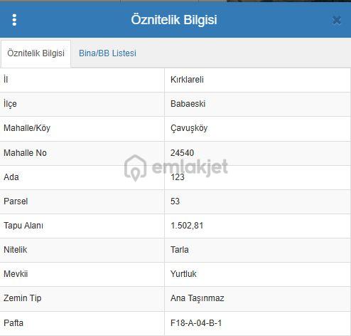 Babaeski Çavuşköy De Tek Tapulu 1503 Mt. Tarla 2