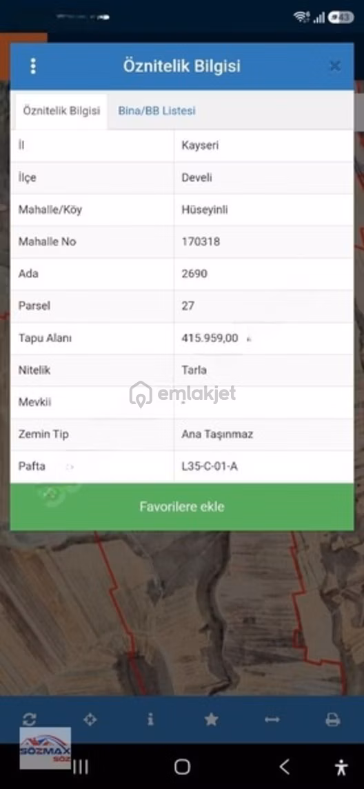 Tek Tapu Develi Hüseyinli Satılık 416 Dönüm Tarla 2
