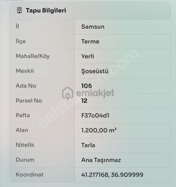 Sahibinden Karadeniz Sahil Yoluna Sıfır 1200 M2 Satılık Arsa 2