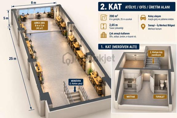Niltim Akva Ticaret Merkezi'nde 200 M² Kiralık Atölye & İmalatha 2