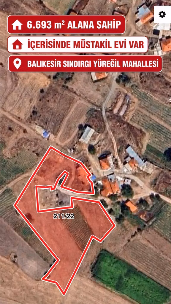 Sındırgıda Satılık Müstakil Ev Ve Tarlası 6.693 M2 2