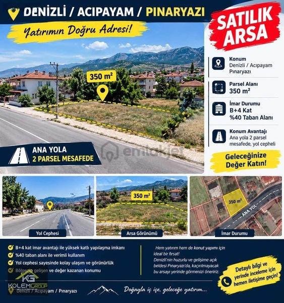 Acıpayam Pınaryazı-imar Da Anayola Yakın B+4 Kat Satılık Arsa !