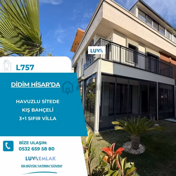 Didim Hisar’da Havuzlu Sitede Sıfır 3+1 Satılık Villa! 1