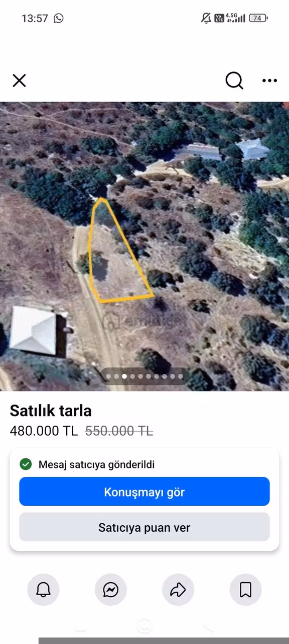 Aydın'emlaktan Mersin Erdemli Sorgun Çamlı'da Doğa Manzaralı 441 M² Satılık Arsa 480.bin 2