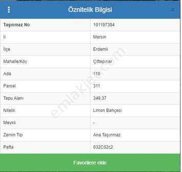 Thor Gayrimenkul'den Satılık Elvanlı'da 14.500m2 Limon Bahçesi