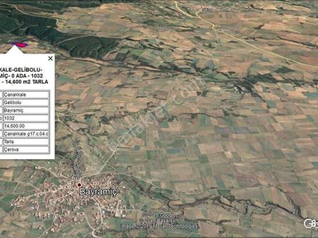 Gelibolu Bayramiç'te Doğa Manzaralı Tarla 14,600 M2