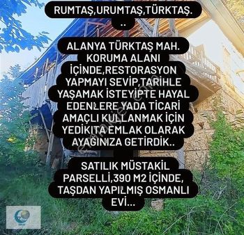 Alanya Türktaş Mah.içinde Osmanlı Evi Satılık Tarla