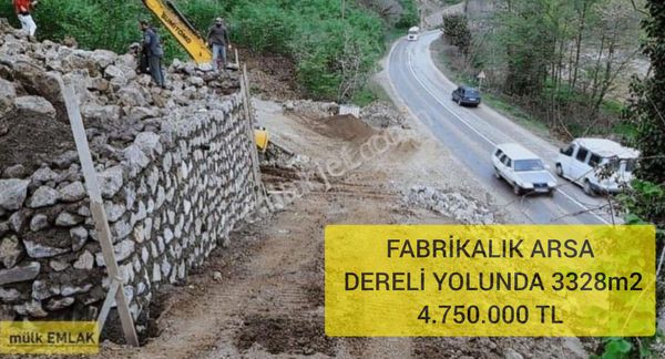 (38 )fabrikalık Arsa Mülk Emlak Dereli Yolunda 3328m2