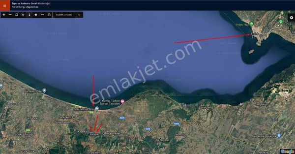 Balıkesir/gönen Kınalar Köyü 252 M2 Arsa/bahçe Deniz Manzaralı