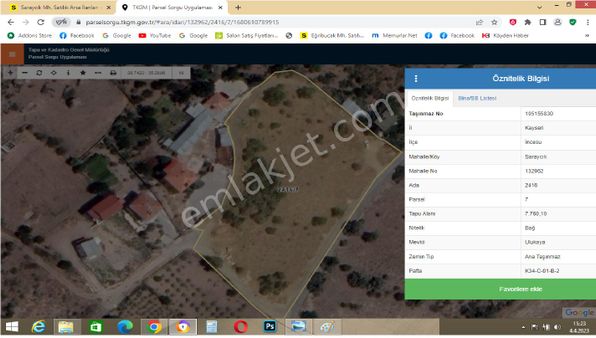 Saraycık İncesu Satılık Bağ