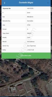 İzmir Gümüldür'de Deniz Manzaralı 1 Dönüm Müstakil Tarla