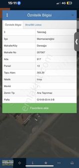 Marmaraereğlisi Dereağzı Mahallesinde İmarlı İfrazlı Arsa