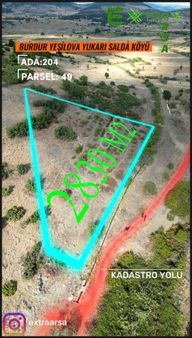 Burdur Yeşilova Salda Köyünde Yolu Suyu Mevcut 2830 M2 Yatırımlık Satılık Tarla