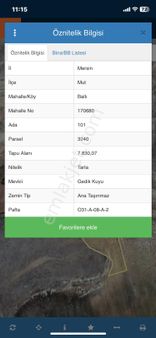 Mersin Mut Ballı Köyü Satlık Tarla