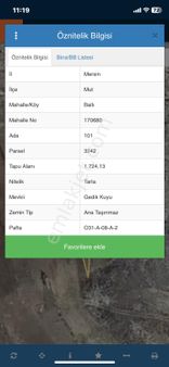 Mersin Mut Ballı Köyü Satlık Tarla