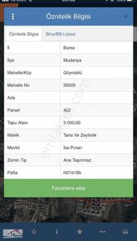 Bursa Mudanya Göynüklü Satılık Tarla