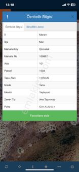 Mersin Mut Çömelek Köyü Satlık Tarla