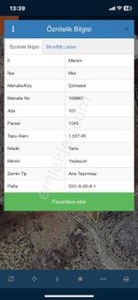 Mersin Mut Çömelek Köyü Satlık Tarla