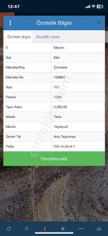 Mersin Mut Çömelek Köyü Satlık Tarla