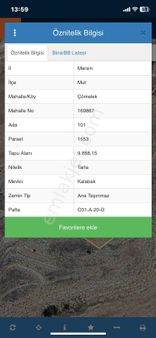 Mersin Mut Çömelek Köyü Satlık Tarla