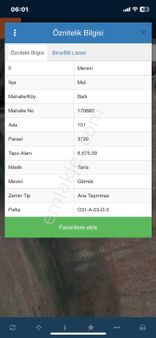 Mersin Mut Ballı Köyü Satlık Tarla