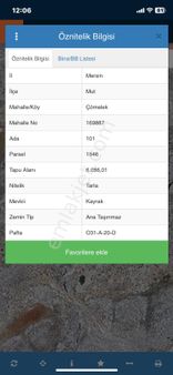 Mersin Mut Çömelek Köyü Satlık Tarla