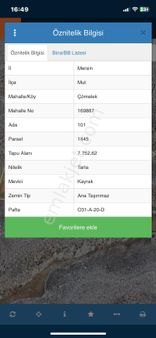 Mersin Mut Çömelek Köyü Satlık Tarla