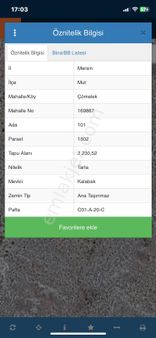 Mersin Mut Çömelek Köyü. Satlık Arazi