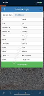 Mersin Mut Çömelek Köyü Satlık Tarla