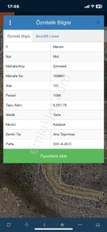 Mersin Mut Çömelek Köyü Satlık Tarla