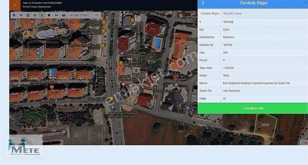 Çorlu Diş Hastanesi Yakınında Mükemmel Konumda Satılık Tarla