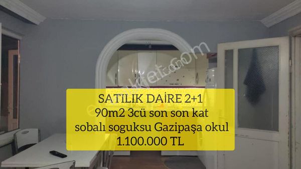 ( 8)satılık Daire 2+1 90m2 3cü Son Son Kat Sobalı Soguksu Gazipaşa Okul