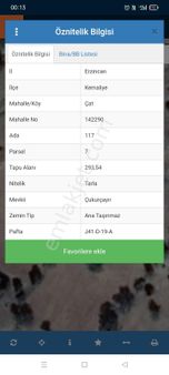 Erzincan Satılık 293m² Tarla Müstakil Tapu