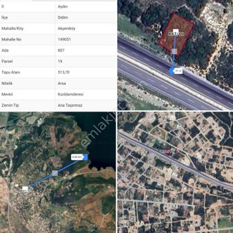 Aydın Didim Seyrantepede 513 M2 Arsa Yola Sıfır ( 807 Ada 19 Parsel ) % 20 İmarlı Arsamız Satılık