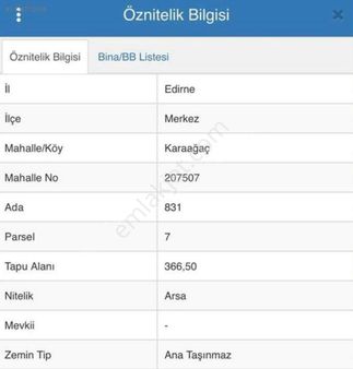 Karaağaç'ta Satılık Konut İmarlı 370 M2 Arsa