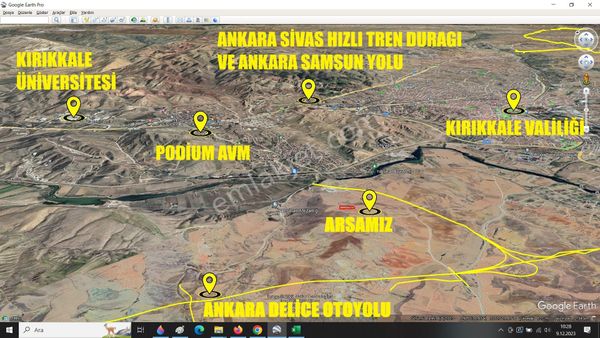 Kırıkkalede Zemizde Ticari Alan Yapılabilecek Köşe Başı 15 Kat İmarlı Yüzüktaşı Arsa