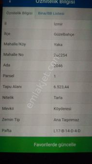 İzmir Güzelbahçe Satılık Tarla