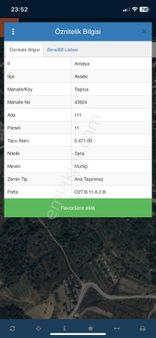 Aes’den Akseki Taşlıca Mahallesi Murtiçi Mevkiinde 5.5 Dönüm Satılık Tarla Mevcuttur