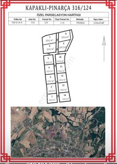Tekirdağ Kapaklı Pınarca Da İmar İçi 233 M Tarlamız Satılıktır